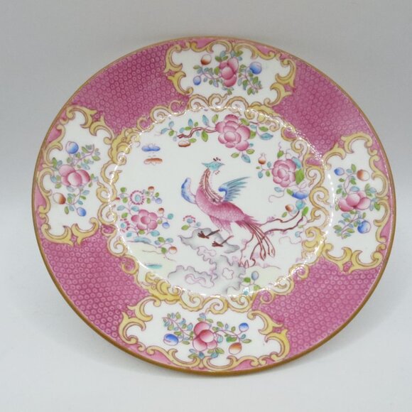 Mintons Cockatrice Pink #9646 Pedestal Plate Compote 5.5" Dia. Bone China - Picture 5 of 11